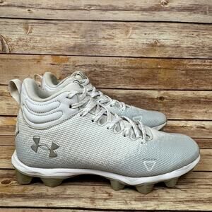 Under Armour Mens White Gray Spotlight Franchise Football Cleats 7.5